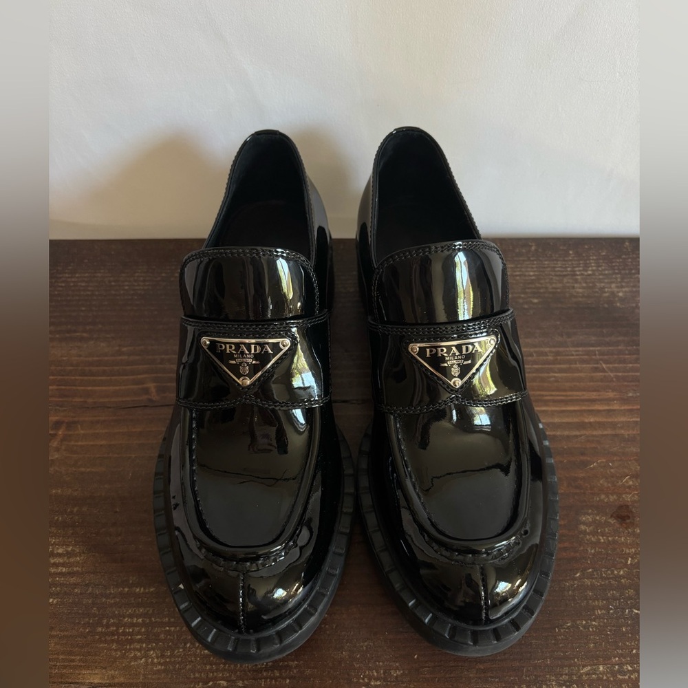 Prada Patent Leather Logo Loafers - Picture 9 of 9